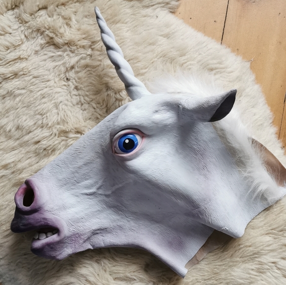 Unicorn Head Latex Mask - Picture 2 of 8